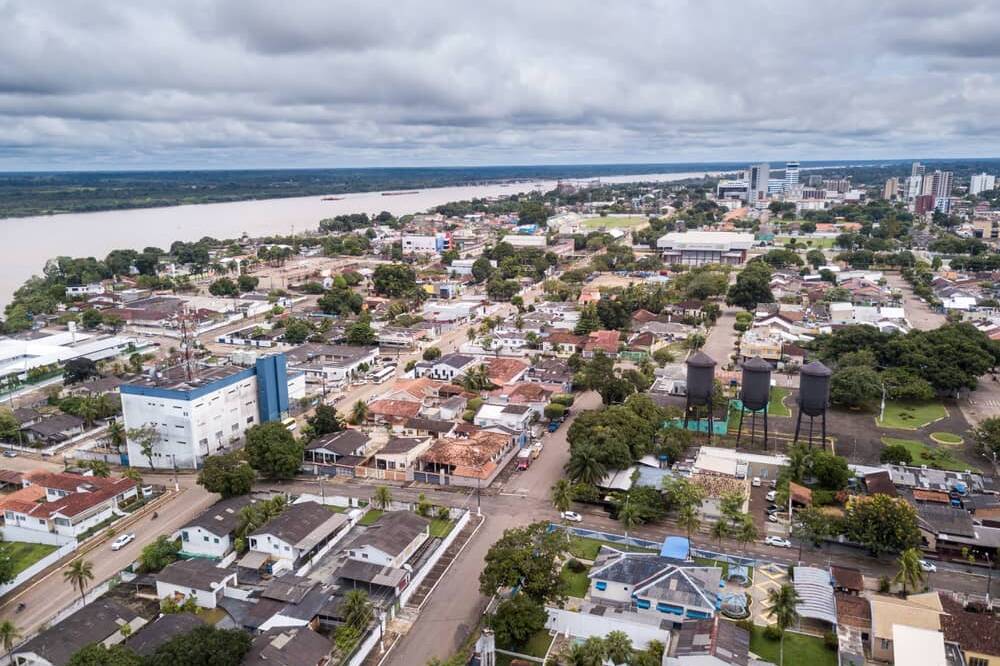 Vista aérea de drones das ruas do centro da cidade de Porto Velho, Rondônia