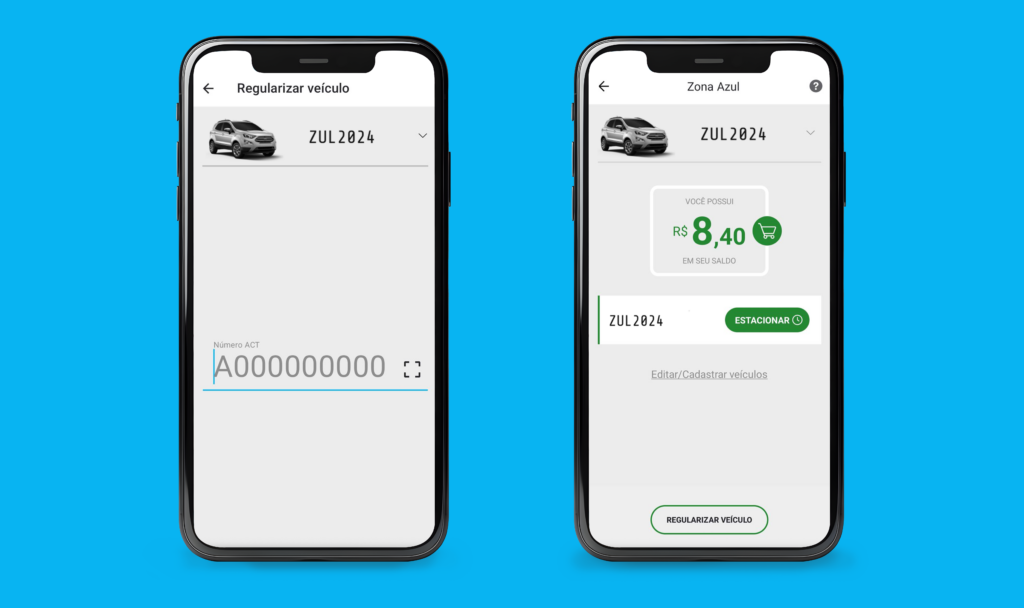 Telas de regularização de estacionamento Zona Azul